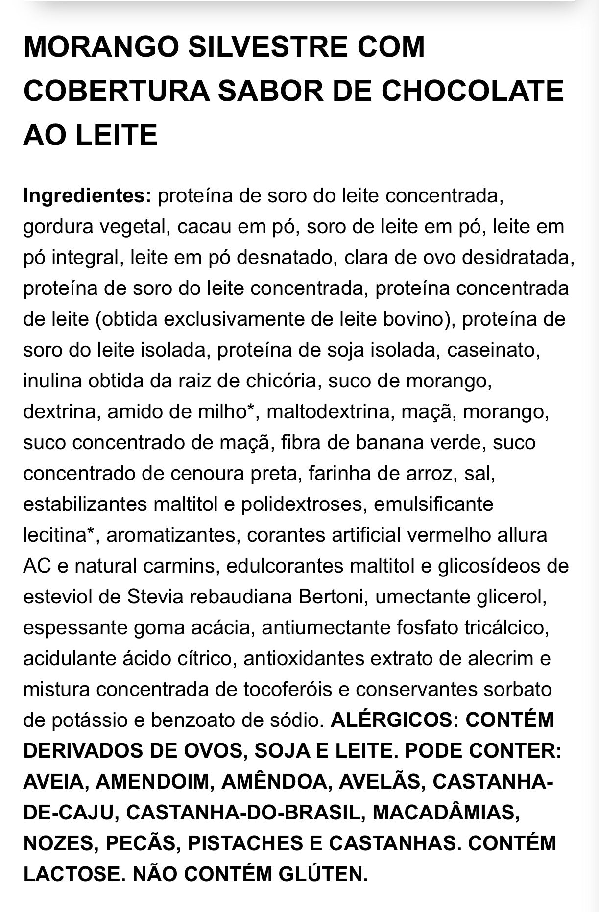 Barrinha de Proteína Sabor Morango Silvestre c/ Cobertura de Chocolate ao Leite