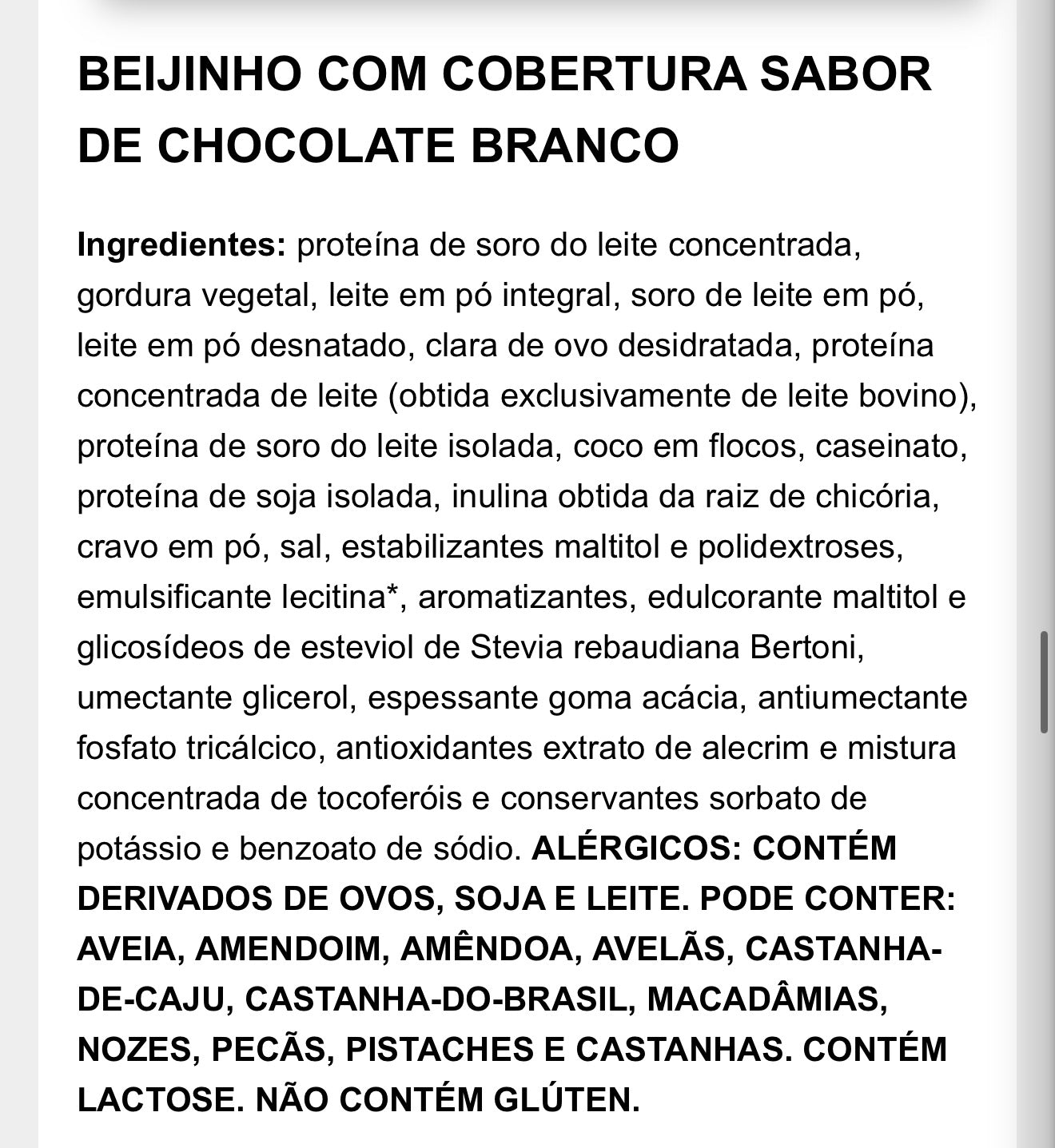 Barrinha de Proteína Sabor Beijinho c/ Cobertura de Chocolate Branco - Unidade