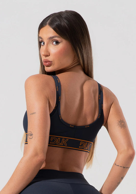 Conjunto Fitness Top com bojo + Shorts DLK Cor: Grafite/Caramelo