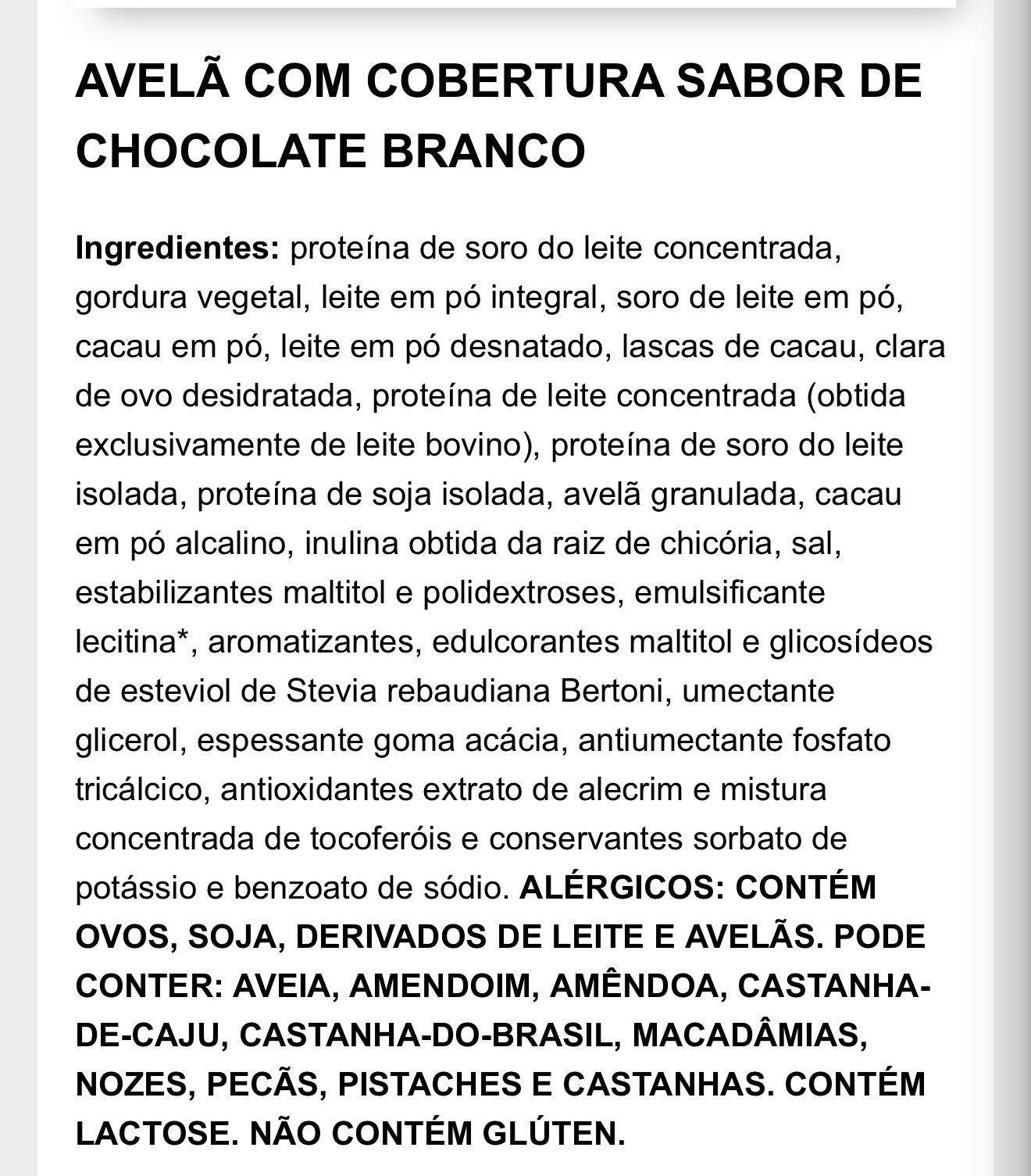 Barrinha de Proteína Sabor Avelã c/ Cobertura de Chocolate Branco - unidade