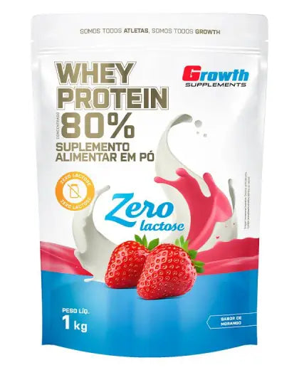 Whey Zero Lactose Morango 1kg - Growth