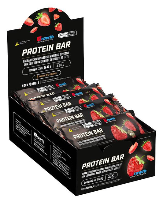 Barrinha de Proteína Sabor Morango Silvestre c/ Cobertura de Chocolate ao Leite