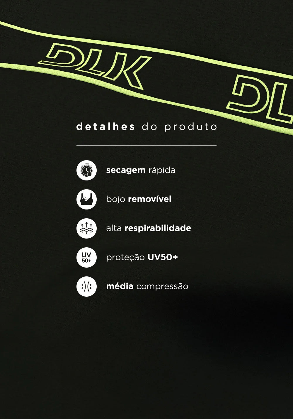 Conjunto Fitness Top com bojo + Short DLK Cor: Preto/Neon