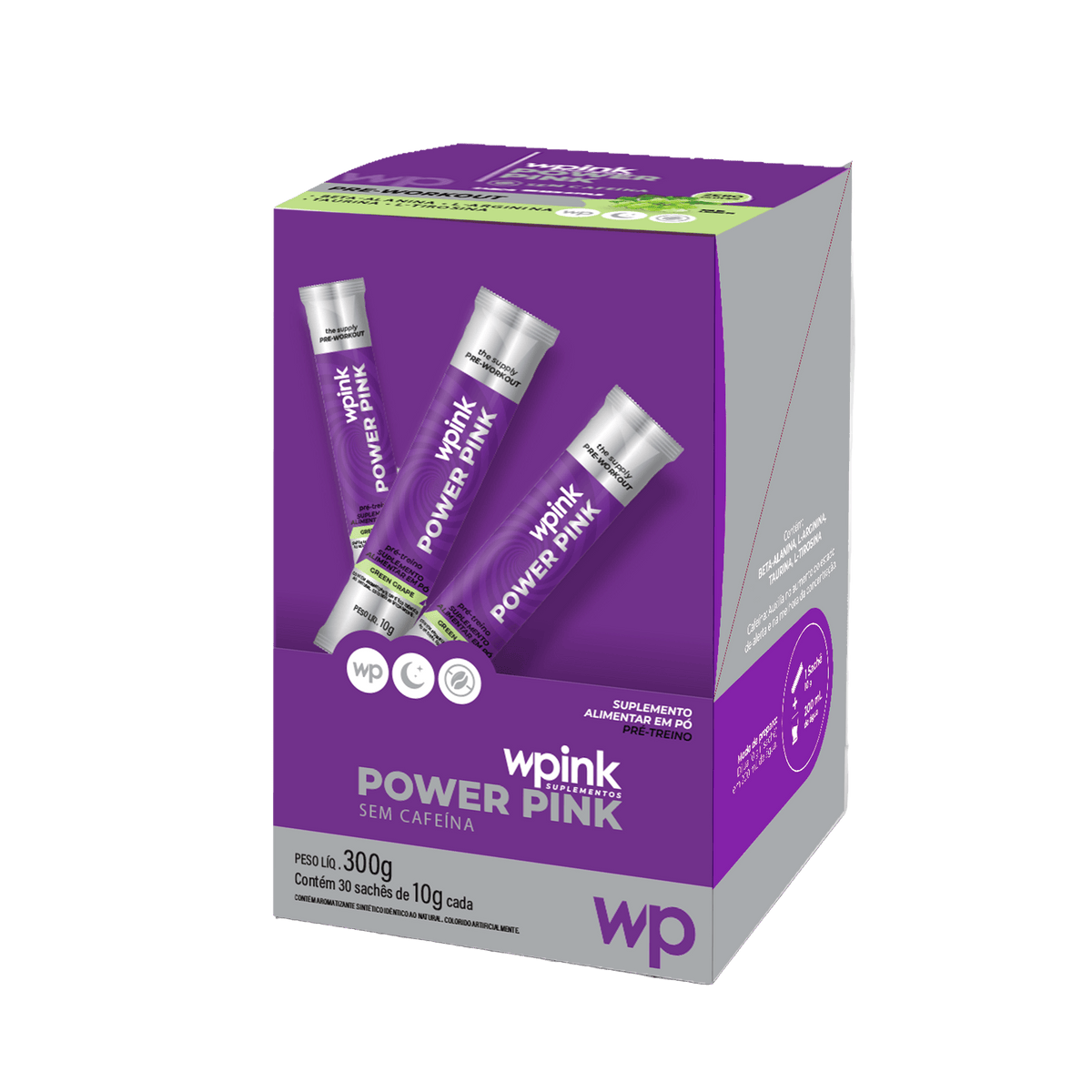 Pré treino POWER PINK SEM CAFEÍNA Caixa c/ 30 sachês – Wp Imports